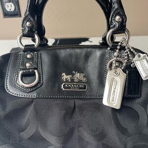Coach Black Satchel with Silver Accents